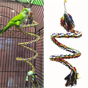1pc Parrot Bird Toy Hanging Braided Rope Pet Stand Training