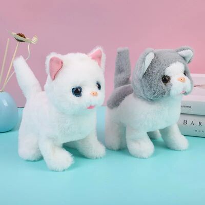 ??Electric Plush Cat Toy Walking Barking Moving Machine Simu