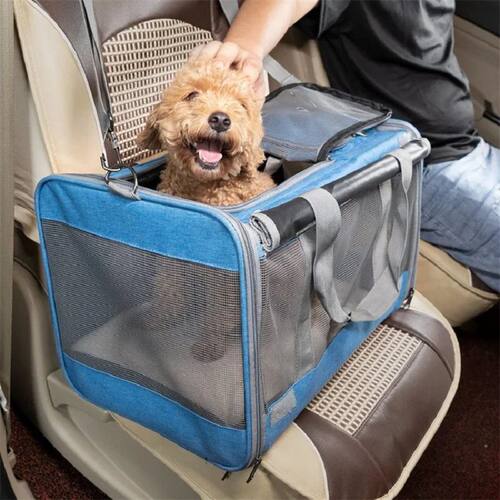 Portable Expandable Pet Travel Bag Soft-Sided Transparent Br