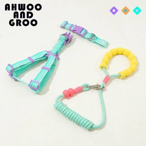 Breathable Dog Harness Leash Set Pink Soft Pet Chest Strap S