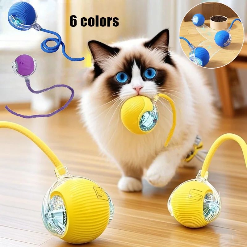 New Cat Interactive Ball Toys Silicone Automatic Rolling Bal