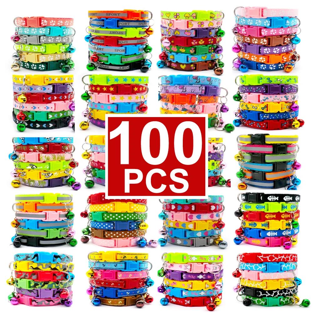 100Pcs Dog Collar With Bells customize Necklace Puppy Kitten