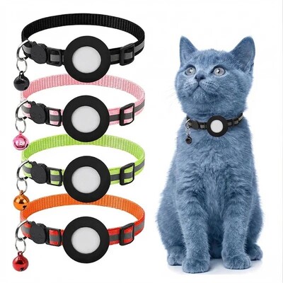 Airtag Cat Collar, Reflective Breakaway Safety Buckle with B