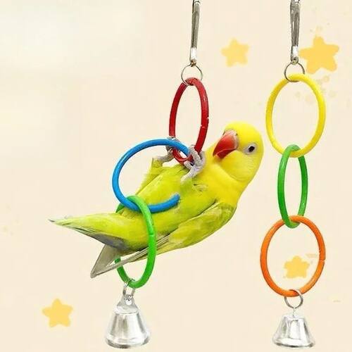 Parrot Swing Toy Bird Cage Toys with Bell Sound Colorful Cli