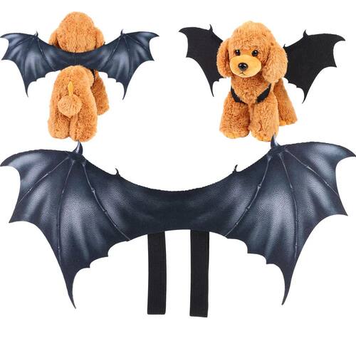 Halloween Cute Pet Clothes Black Bat Wings Harness Costume C