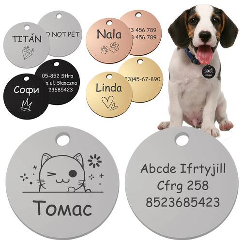 Personalized Pet Cat Dog Name Collar Accessories Circle Engr