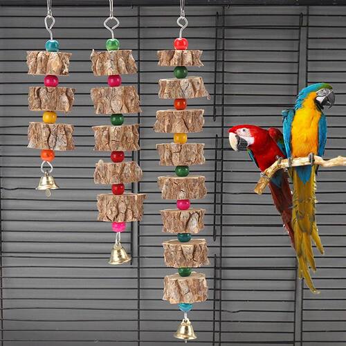 Natural Wooden Parrot Bird Toy Wood Parrot Chew Toy Chewing