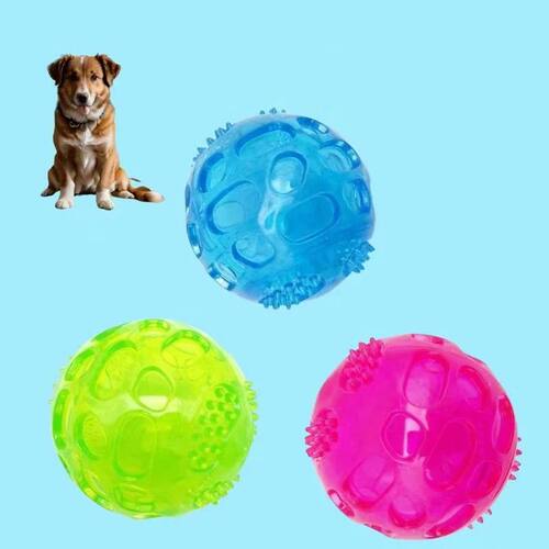 Pet dogs squeaking, bouncing, puzzle balls cleaning, teeth c