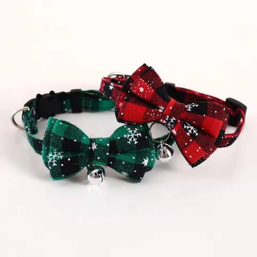 Pet Breakaway Cat Collar with Bow Tie & Bell, Cute Red Plaid