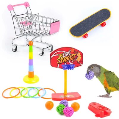 Bird Toys 4 Types Parrot Toy Set Include Basketball Toy Skat
