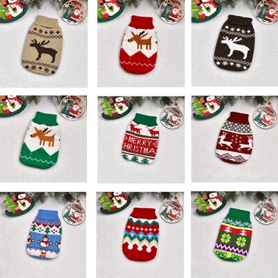 Small Dog Christmas New Year Sweaters Pullover Warm Soft Pet