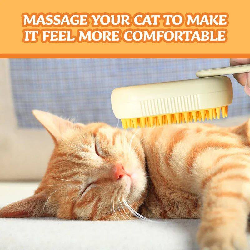 Pet Steam Brush Cat Dog Cleaning Steamy Spray Massage Beauty