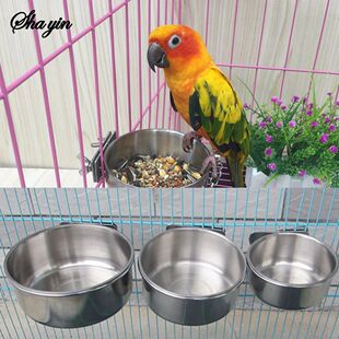 Parrot Feeding Cups Birds Food Dish Stainless Steel Feeders