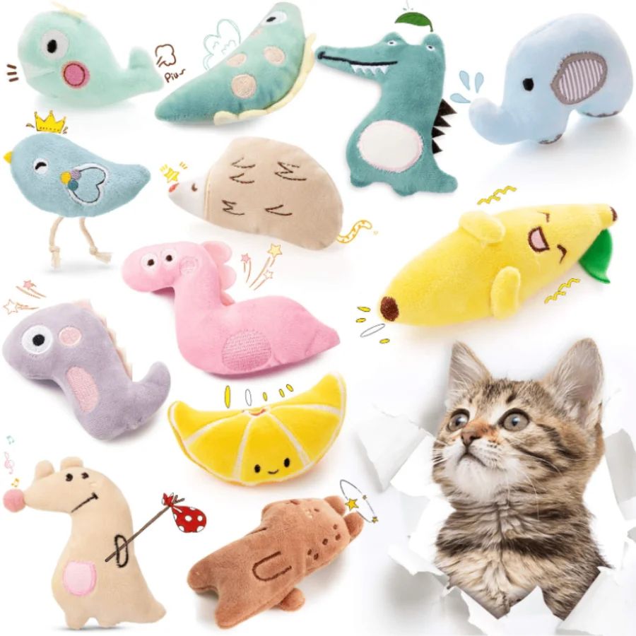 Pet Molar Bite toy Cartoon Stuffed Animal Cute Plush Cat Che