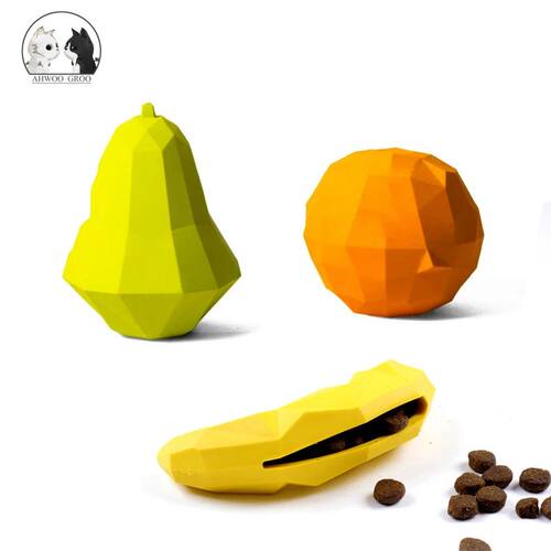 Rubber Dog Ball Chew Dispenser Leakage Food Play Squeaking P