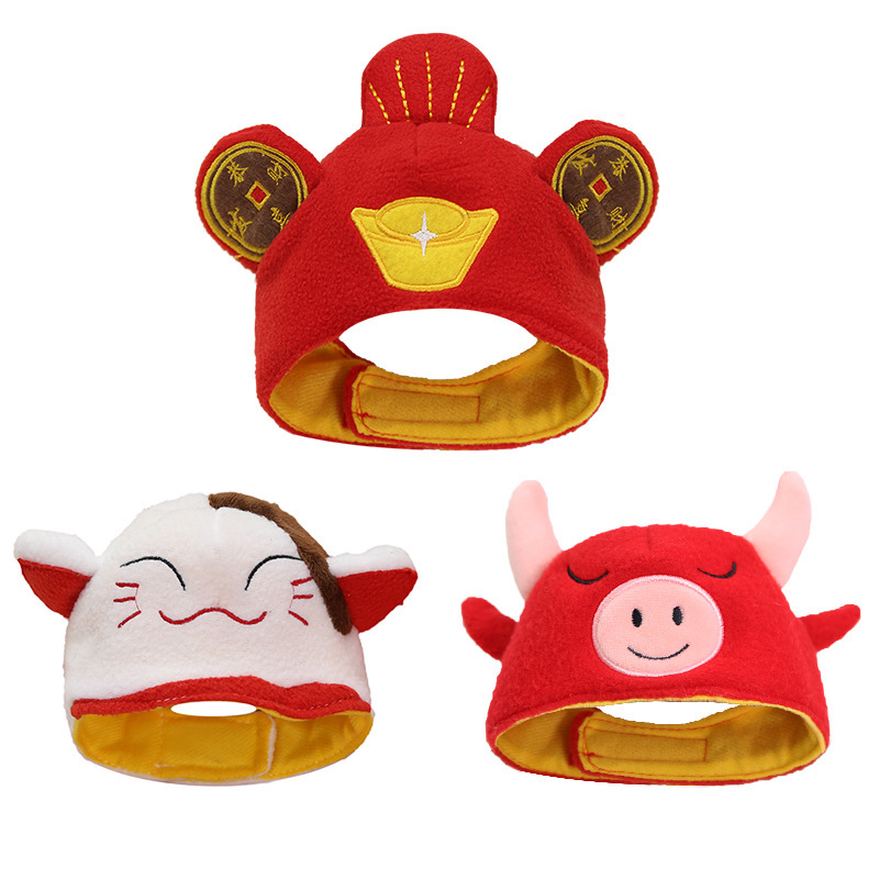 New Year Cat Hat Headgear Cute Cat Teddy Bixie Dog Dress-up