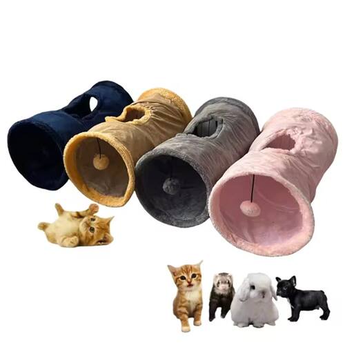 Pet Cat Plush Tunnel Foldable Suede Channel Toy for Self Ent