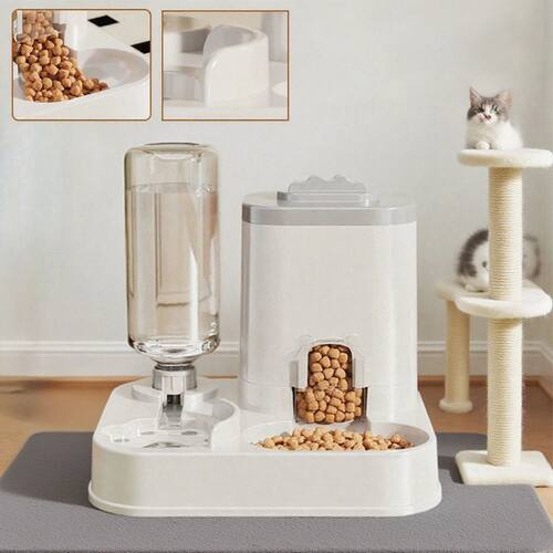 Automatic Cat & Dog Water Dispenser with Integrated Food Bas