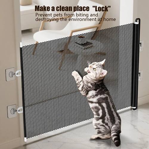 Indoor Retractable Pet Safety Gate Baby Barrier Plastic Mesh