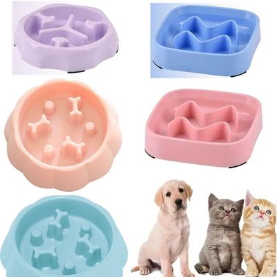 Pet supplies Color Slow Feeder Cat Bowl Anti-choking Plastic