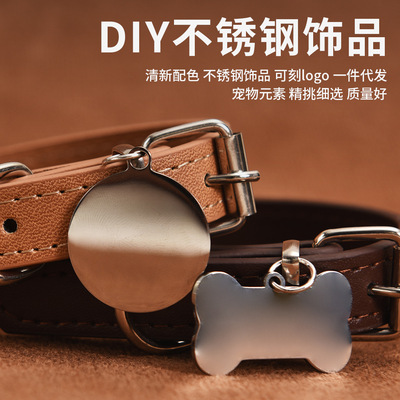 Customized Leather ID Nameplate Dog Collar Soft Padded Dogs
