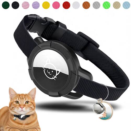 Fashion Anti-lost AirTag Cat Collar, Elastic Collar with Bel
