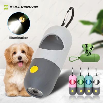 LED Lighted Dog Poop Bags Dispenser - Portable Degradable Wa