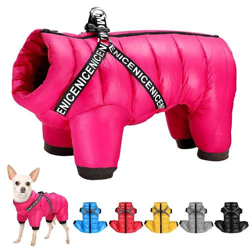 Winter Dog Clothes Super Warm Pet Dog Jacket Coat With Harne
