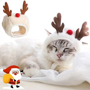 Cat Costume Hat Puppy with Elk Dog Santa Christmas Xmas