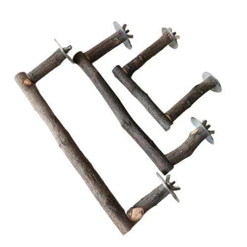 Natural Wood Perch Parrot Bird  Grooming Stand Bar Grinding