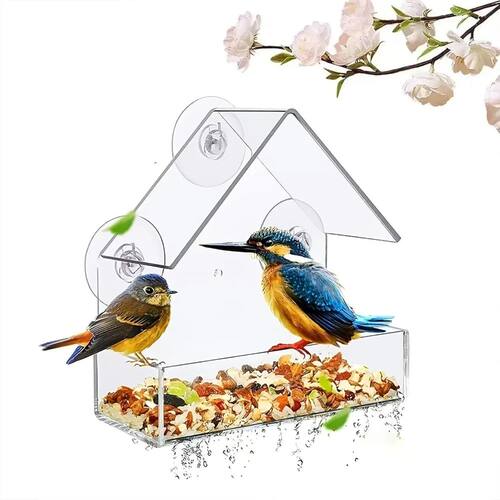 Clear Window Bird Feeder with Strong Suction Cups, Sturdy an