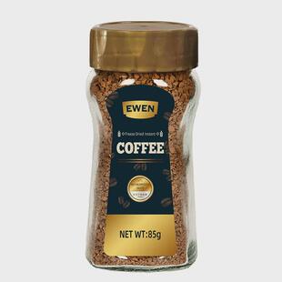 新货EWEN意文优选冻干速溶咖啡85g纯黑咖啡粉冻干速溶罐装苦咖啡