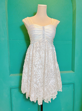 Dolachino香港制 真丝拼接纯白无暇法式公主裙