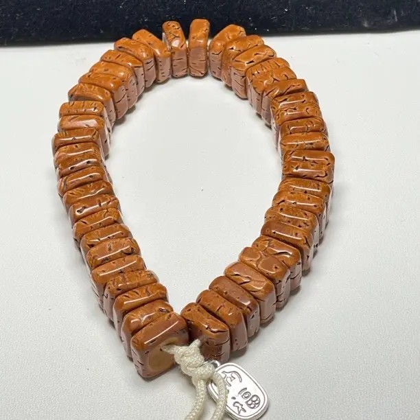 手工制作精品桃核来财方糖文玩串个性十足13mm5mm46颗