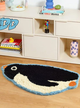 DDD 卡通企鹅植绒地毯可爱北极熊儿童床边毯浴室吸水簇绒异形地垫