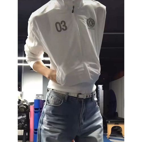 0123Start 户外防晒衣修身外套女美式复古运动白色短款上衣春薄款