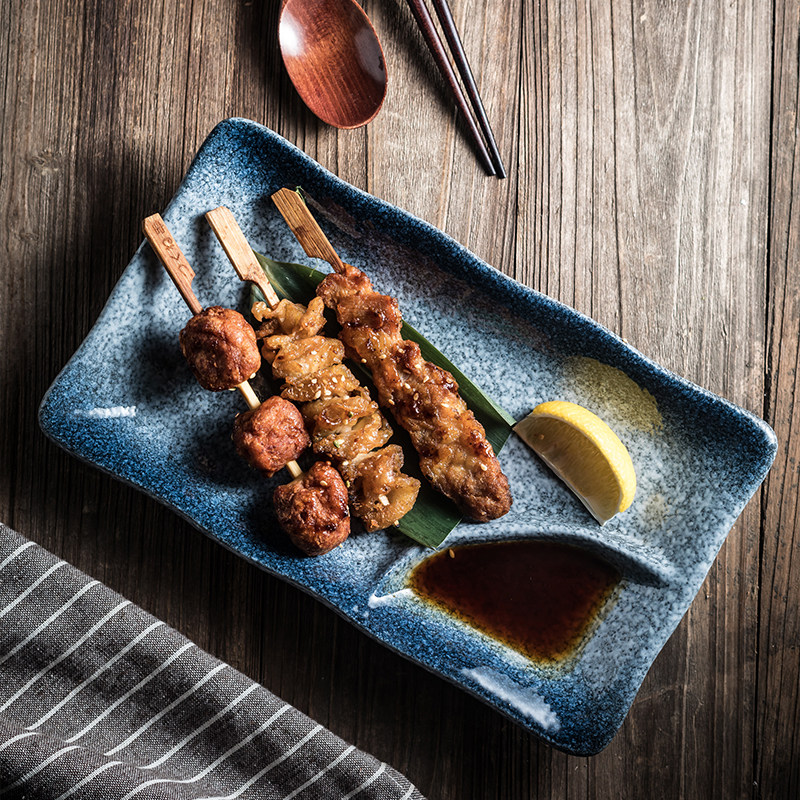 串串盘烧烤店菜盘烤鸡翅盘羊肉牛肉串盘创意寿司碟盘点心小吃盘子