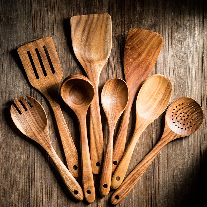 天然原木长柄叉勺家用日式不粘锅锅铲调羹勺子沙拉勺高档实用餐具