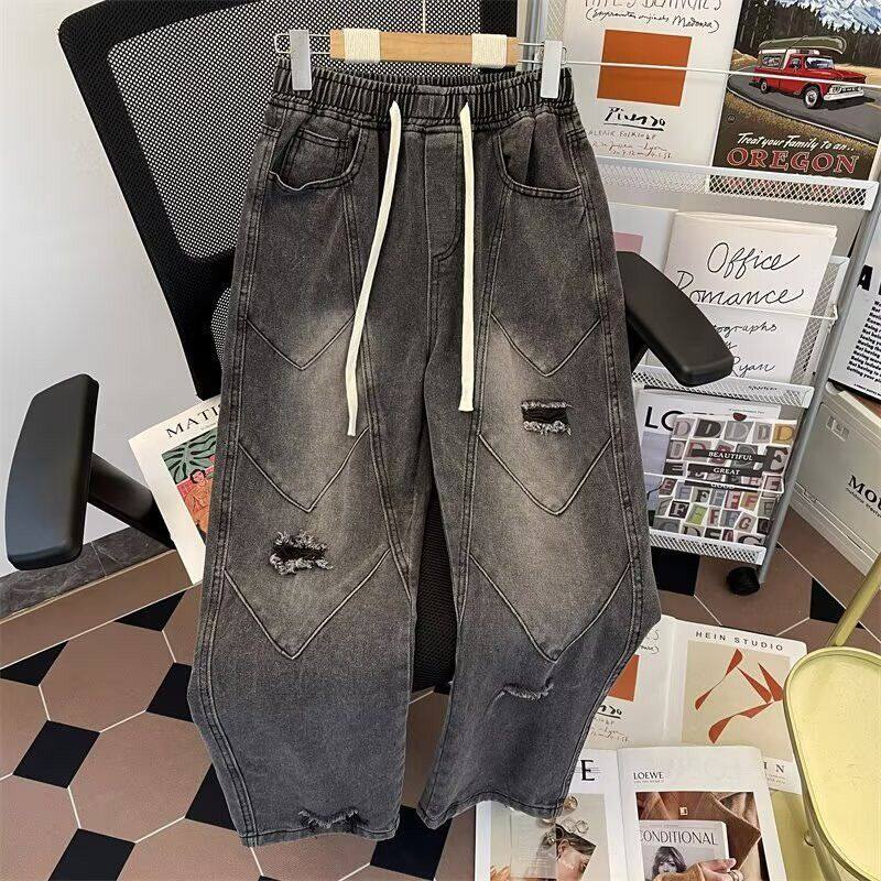 欧美高街破洞牛仔裤男青