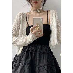 薄款防晒针织开衫女配吊带连衣裙子外搭罩衫夏披肩冰丝小坎肩外套