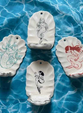 小美人鱼烛台香薰烛台首饰盘墙面挂饰家居摆件礼品