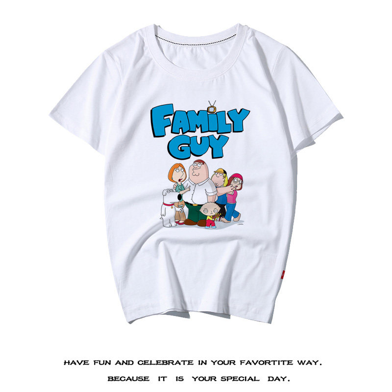 气质Family Guy联名短袖t衣服宽松潮幽默家庭同人动漫恶搞之家T恤图片