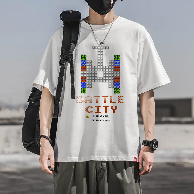 坦克大战T恤体恤个性男装FC怀旧像素风游戏周边短袖衣服夏季夏装