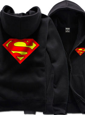 超人拉链卫衣男款个性创意欧美超级英雄Superman印花连帽开衫外套