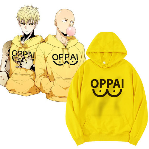 琦玉老师同款卫衣男一拳超人oppai字母印花二次元动漫周边cos衣服