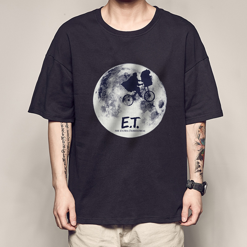 影视月球ET外星人T恤男款运动潮流短袖衣服新潮男纯棉打底衫上衣