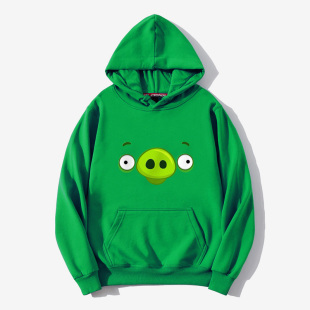愤怒的小鸟绿色小猪猪卫衣男女秋冬季加绒衣服创意趣味年会表演服