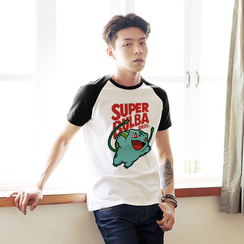 妙蛙种子T恤夏季小众纯棉百搭短袖衣服男新潮青少年柔软上衣T恤衫