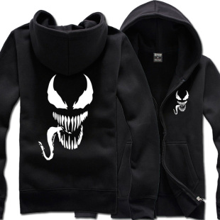 毒液2VENOM骷髅头欧美保暖卫衣春秋 拉链毒魔漫画英雄开衫 男款 大码