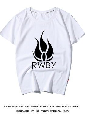 运动男款学生韩风复古RWBY四色战记T恤纯棉青少年黑色火焰夏短袖t